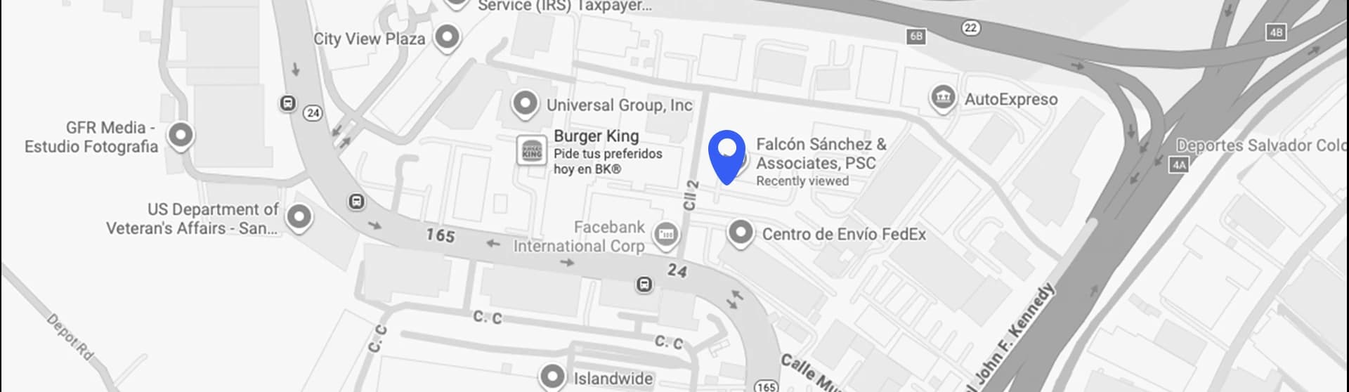 Map and location marker representing Falcon Sánchez contact information
