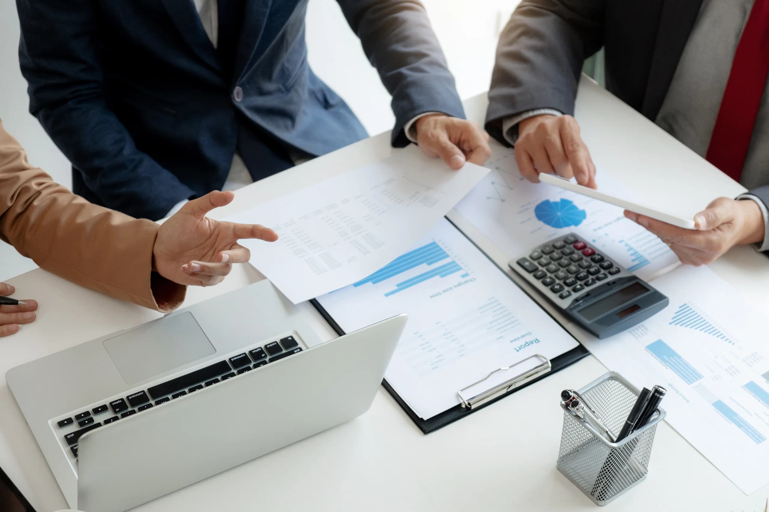 Business meeting representing transaction support